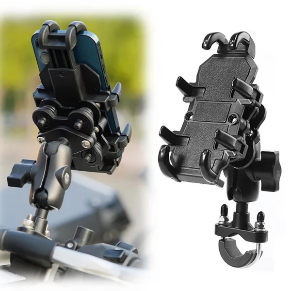 S269ea6308ff14f608ef58e4377879995S.webp Moto Motorcycle Phone Mount Handlebar Holder Shockproof GPS Bracket Motorbike Scooter Universal Anti-vibration Smartphone Clamp