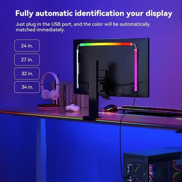 S27893dcb70064274962a31f912606e9es.webp Smart Ambient PC Display Sync Computer Monitor Backlight LED Strip Light RGB Color DIY Game Holiday Atmosphere Decor Lamp