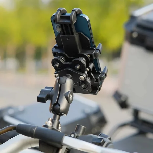S2882e7dd14c64c5dac6abe0cb61365655.webp Moto Motorcycle Phone Mount Handlebar Holder Shockproof GPS Bracket Motorbike Scooter Universal Anti-vibration Smartphone Clamp