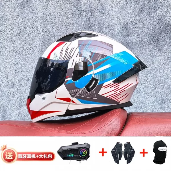 New Motorcycle Professional Racing Flip Up Helmet ABS Material Modular Dual Lens Bluetooth Helmets DOT  full face helmet