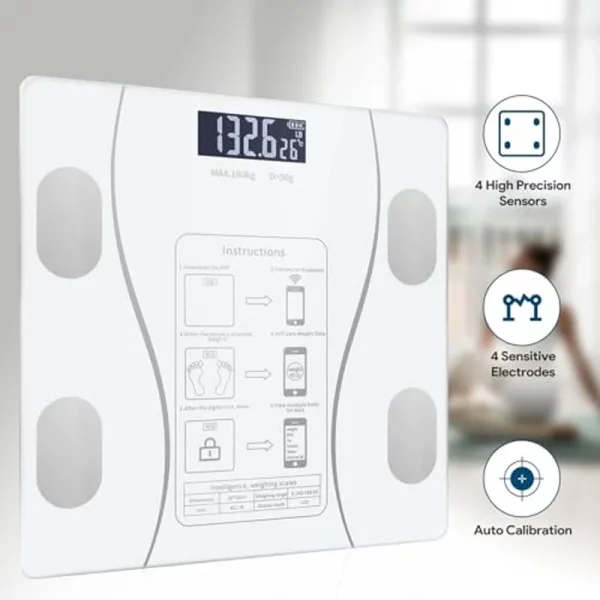 Intelligent, simple and practical Rechargeable mobile digital scale, connected to APP, displaying BMI, body fat and muscle mass