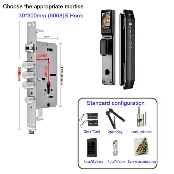 S31bde23169da48a9adb57578470bf2acE.webp Smart lock 3D face recognition fingerprint waterproof smart door wifi remote photo capture unlocking with App key NFC RFID Card