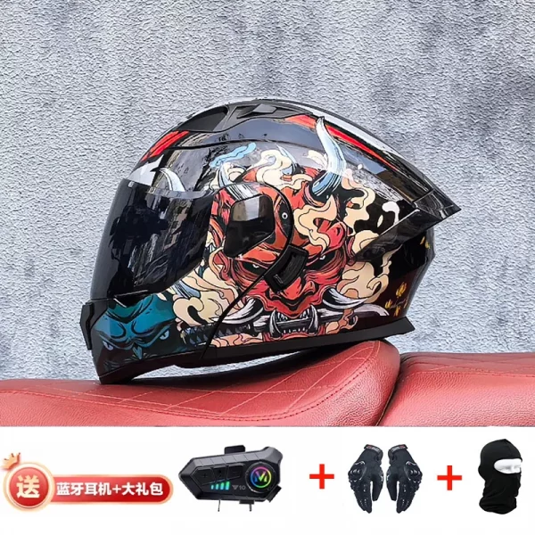 New Motorcycle Professional Racing Flip Up Helmet ABS Material Modular Dual Lens Bluetooth Helmets DOT  full face helmet