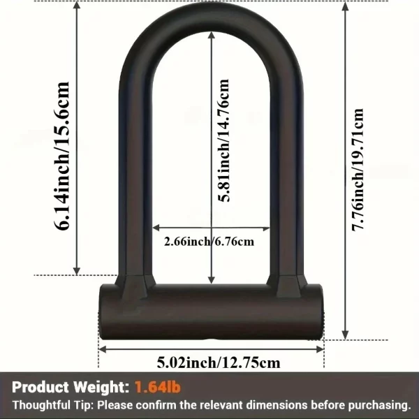 Bike Lock Heavy Duty Anti Theft Bike U Lock with Security Steel Cable Shackle Bicycle U-Locks with Key & Sturdy Mounting Bracket