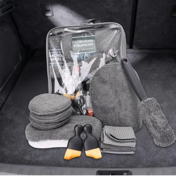 Car Interior Cleaning Essentials Cleaning Tools Microfiber Car Cleaning Kit Tire Brush Scratch Removal Pads Detailing Sponges