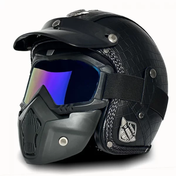 Retro Helmet Motorcycle Open Face Helmets PU Leather Casco Moto Helmet Vintage Capacete De Moto Motorcycle Equipments ECE DOT