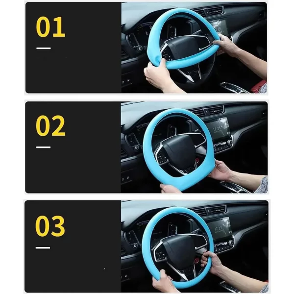 Anti-Slip Silicone Steering Wheel Cover - Universal Fit, Soft & Odorless Fits 14''/15''/16'' Wheels, Durable & All-Season
