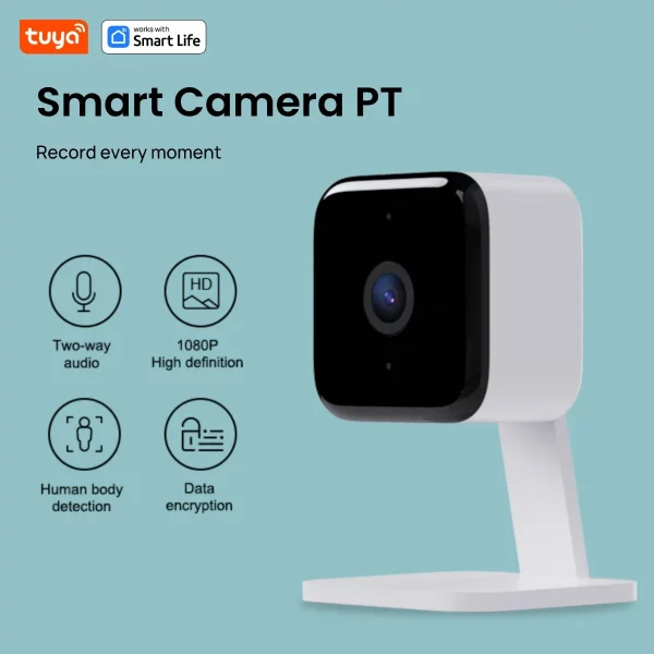 S3ddf5938189548d594c5ed5bb85f9e34f.webp Tuya Smart 1080p Wi-Fi Smart Home Security Camera 2MP, HD,Real-time APP Alerts, 2-Way Audio, with Motion Tracking for Baby & Pet