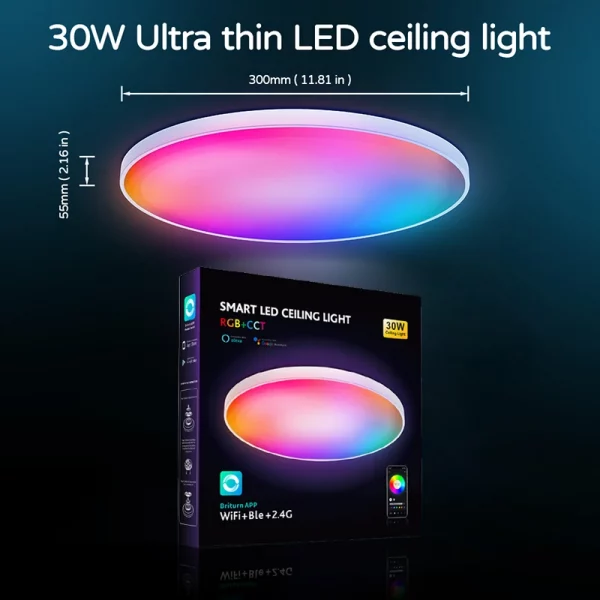 Smart Led Ceiling Light 24W Round Chandelier 30W Audio Music Play APP Bluetooth WIFI Ultra Thin Ceiling Lamp Indoor Lighting
