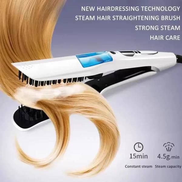 Steam Hair Straightener Brush Anti-scald Negative Ion Hair Care Ceramic Wide Hair Curling Flat Plates Lcd Display Hot Comb