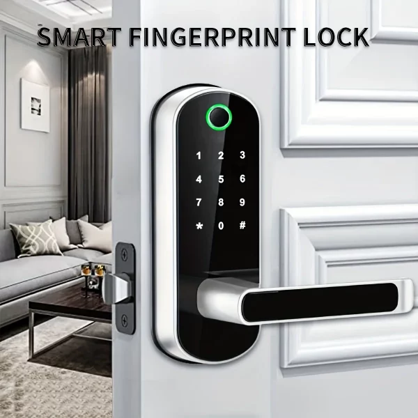 S3eb47065337145c88e9e3d00bc85c1b56.webp Smart Fingerprint Door Lock App Remote Control Keyless WIFI Digital Touchscreen Lock NFC IP67 Waterproof with 2 IC Cards