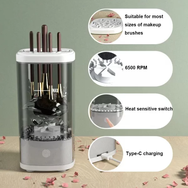 3-in-1 Electric Makeup Brush Cleaner - Automatic Washing & Drying, Type-C Charging, Fast & Deep Cleaning for Cosmetic Brushes