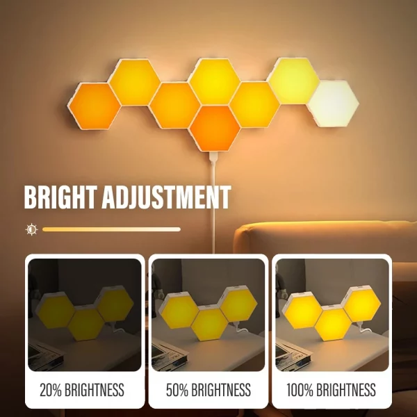 Smart LED RGB Wall Lamp Hexagonal Quantum Night Light - APP & Bluetooth Control Creative Home Decorative Lighting for Room