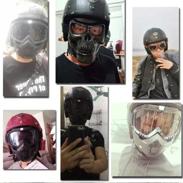 Retro Helmet Motorcycle Open Face Helmets PU Leather Casco Moto Helmet Vintage Capacete De Moto Motorcycle Equipments ECE DOT