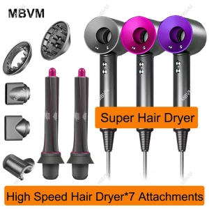 5 in 1 Super Hair Dryer Leafless Air Blower Electric lonic Diffuser Hairdryer Woman Professional 1.8M High Speed Hair Dryer