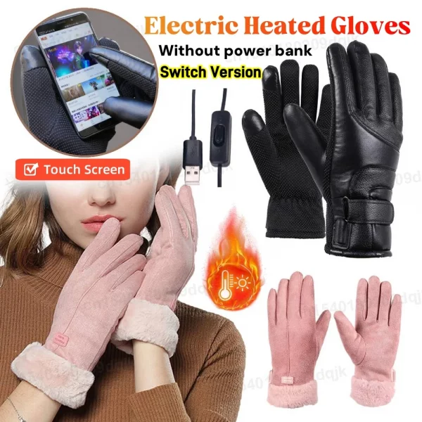 USB Electric Heated Gloves Outdoor Thermal gloves Hand warmer Winter Ski Gloves Motorcycle heated gloves Waterproof Touch Screen