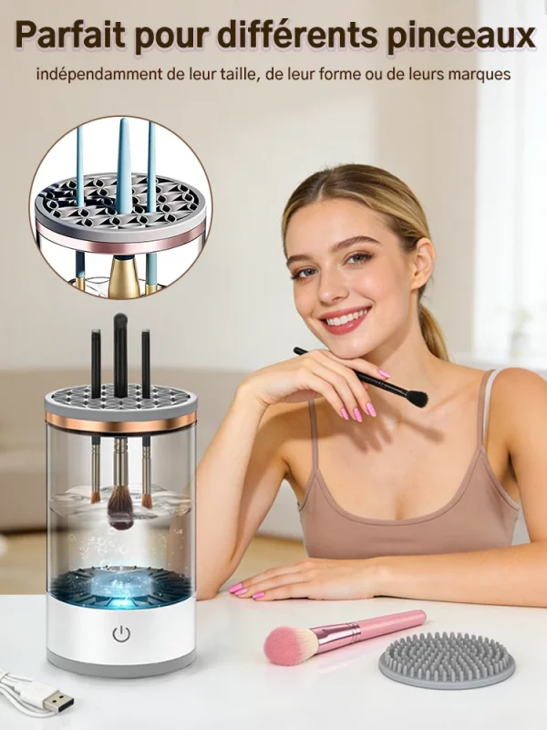 Makeup Brush Cleaner Machine USB Powered Electric Make-Up Brush Cleaner Dryer Dust-Proof for All Size Beauty Makeup Brushes Set
