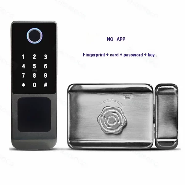 S4dae59bb3f8f4f73b607897a4ce7c307u.webp Waterproof Outdoor Door Smart Rim Lock Digital WiFi Remote Fingerprint Electric Electronic Smart Door Lock with Tuya TTLock App