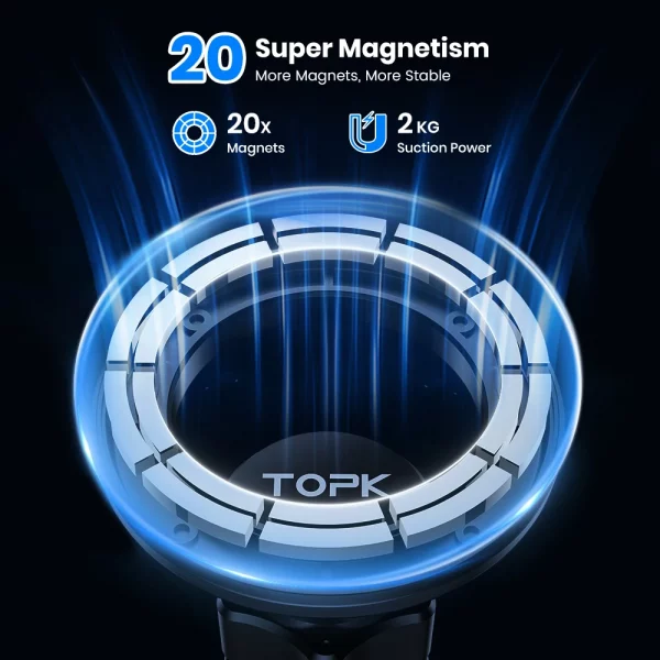 S4db470fffa20447e993795e2ec7d1160t-1.webp TOPK Suction Cup Magnetic Car Phone Holder Universal Mount for Air Vent & Dashboard Windshield Hands Free Stand for Magsafe