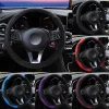 Car Steering Wheel Cover Breathable Anti Slip PU Leather Steering Covers Suitable 37-38cm Auto Decoration Car Accessories