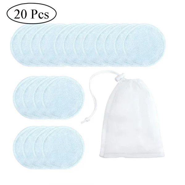 S4f0f63c4d6604a4a9bf28439e335fc24r.webp 10/16/20Pcs Makeup Remover Pads Reusable Cotton Pads Make Up Facial Remover Bamboo Fiber Facial Skin Care Wipe Pads with bag