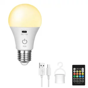 B84B-Smart RGB USB LED Bulb-Rechargeable, Dimmable E27 Bulb With Timing Function Cordless Battery Operated Lighting