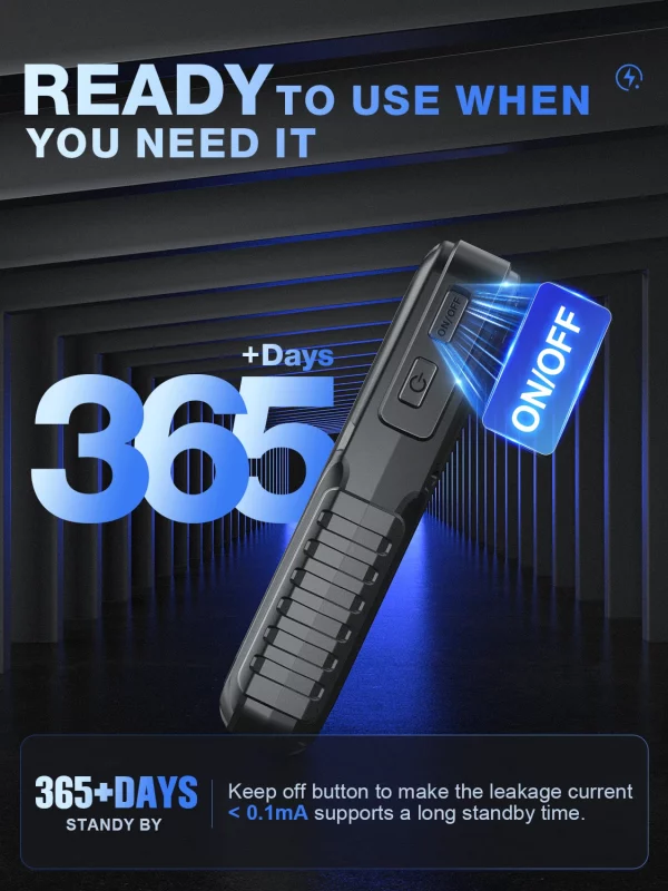 2000A Peak Jump Boxes for Vehicles(12V 8L Gas/6.5L Diesel Engine) Equipped Fast Wireless Charging Jump Starter Battery Pack