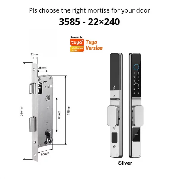 S56ab53354f3d4c0596fd0fe8b0544b3dc.webp Smart Door Lock Waterproof Aluminum Electronic Sliding Door Lock Tuya Fingerprint Biometric Password NFC Card Remote APP Control