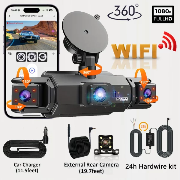 S58339bd7a485414daeb29e2920f4cafcg-2.webp Dashcam for cars 4 Channel Black Box WiFi Driving Camera FHD 1080P Night Vision Loop Recording add Hardwire kit car accessories