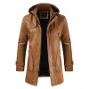 Coat Windproof Clothes Men's Hooded Long Leather coat Men's Leather Motorcycle Leather fashion Winter Korean Fashion Jacket