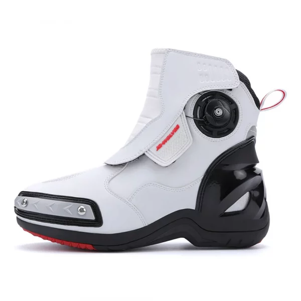 Motorcycle Boots Man Waterproof Studded Boots Hook and Loop Fasteners Wear-Resistant Motorcycle Shoes Anti-Slip Anti-Fall