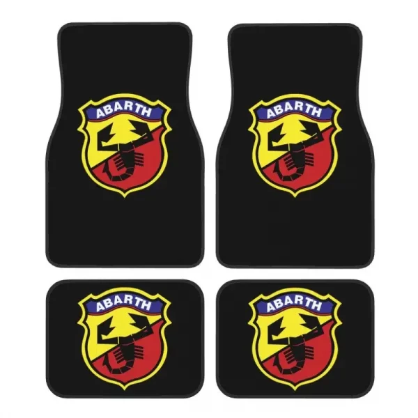 Custom Abarth C Cool Car Floor Mats of 4 Pieces Auto Front and Rear Foot Mats Universal Carpets with Non Slip Rubber Backing