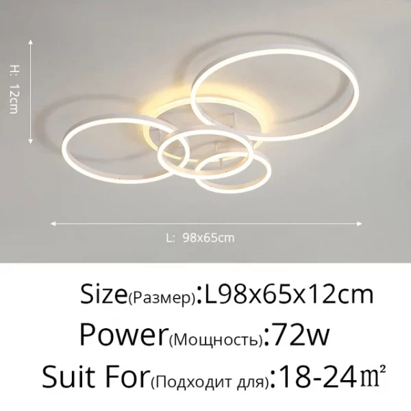 Smart Home Modern Round Design LED Ceiling Chandelier For Living Room Restaurant Bedroom Circle Rings Lighting Fixture Luminaire