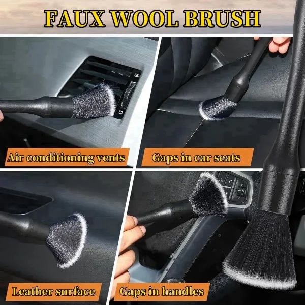 Car Cleaning Brushes Kit Automotive Interior Detailing Dust Brush Vehicle Microfiber Sweeping Brush Car Wheel Hole Wash Tools
