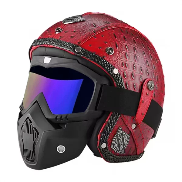 Retro Helmet Motorcycle Open Face Helmets PU Leather Casco Moto Helmet Vintage Capacete De Moto Motorcycle Equipments ECE DOT