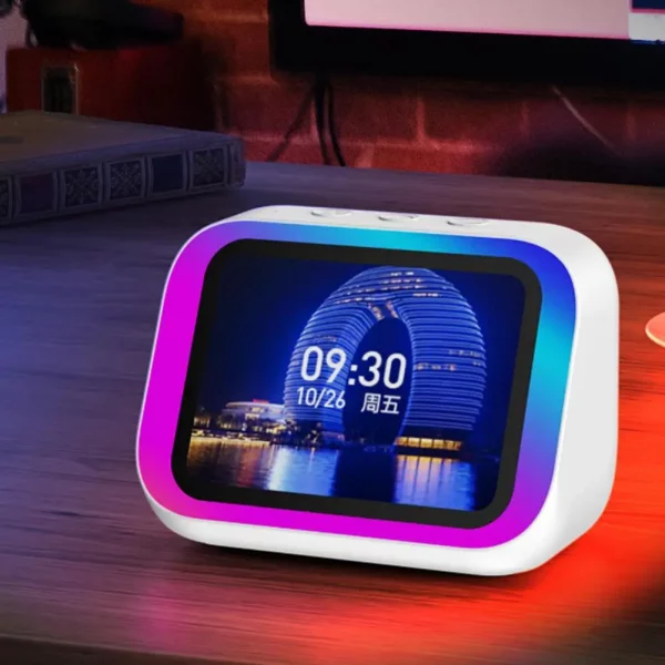 S6374cf5925b04fef8b85fd48cf4267f1K.webp Smart Alarm Clock Bluetooth Speaker AI Intelligent Wireless Weather Display Night Light Music Stories Player Perfect Gift