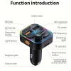 FM Transmitter Bluetooth 5.3 Handsfree Car AUX Radio Modulator MP3 Player with PD20W QC3.0 Fast Charge Adapter Car Accessories