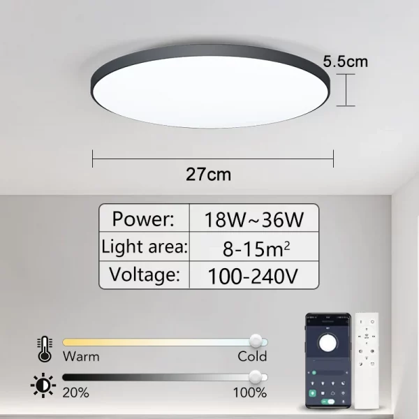 Smart LED Ceiling Light APP Luster Remote Control Appliance 36W 50W 80W interior Home Decor Fixture Bathroom Bedroom