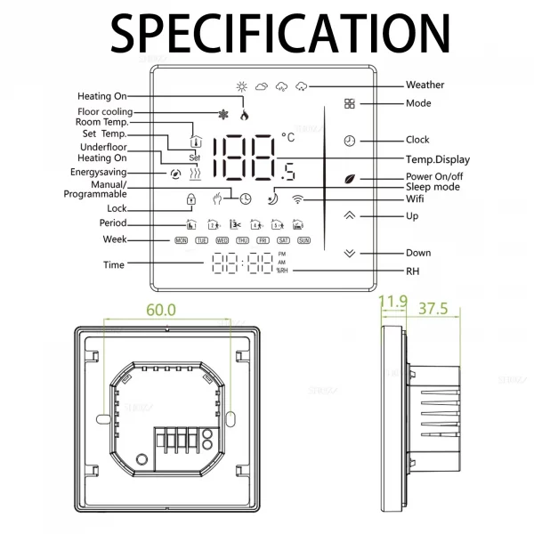 Smart WiFi Thermostat for Floor Heating&Cooling System Compatible with Gas Boiler Heat Pump HVAC Control Controller/Actuator
