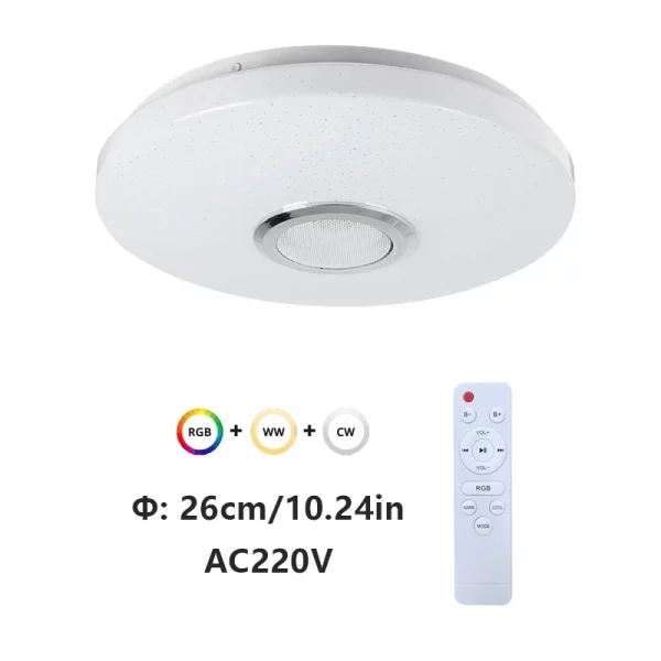 S6a058b0e896f471d95fadd24fe1fb5f04-1.webp RGB Smart Home LED Ceiling Light With Speakers For Music APP Remote Control Bluetooth Interior Decoration Bedroom Party