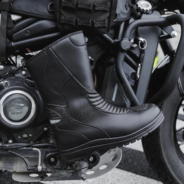 Motorcycle Boots Men Classic Motocross Boots with Reinforced Heel Toe Counter Waterproof Tall Motorcycle Touring Boot Botas Moto