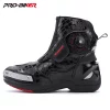 Motorcycle Boots Man Waterproof Studded Boots Hook and Loop Fasteners Wear-Resistant Motorcycle Shoes Anti-Slip Anti-Fall