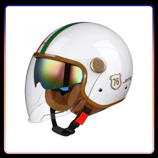 Retro Semi-open Motorcycle Helmets Men Women DOT ECE Open Face Helmets Daul Lens Cascos Para Motos 3/4 Open Half Helmet