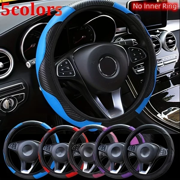 A Car Steering Wheel Cover，Universal15Inch Non-Slip Automobile Steering Wheel Protective Cover Car Decoration Accessories