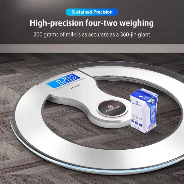 S6e51db1ba36b4df6989597af7b33b93ea.webp Smart Weight Scale Bluetooth LCD Display Light Energy Automatic Charging Rechargeable Home Weight Measure Fat Calories Scale