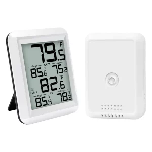 Smart Wireless  Digital Thermometer- Indoor/Outdoor Temp Monitor with Min/Max Records 100m Range Wall Mountable for  Home Office