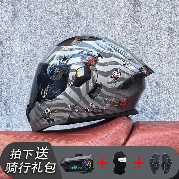 New Motorcycle Professional Racing Flip Up Helmet ABS Material Modular Dual Lens Bluetooth Helmets DOT  full face helmet