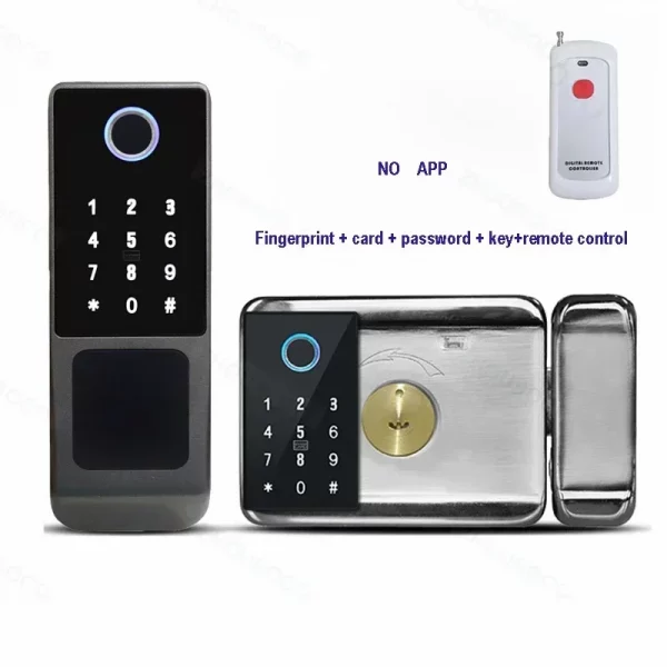S6ff6074e782440de994ccfeadbf941dfU.webp Waterproof Outdoor Door Smart Rim Lock Digital WiFi Remote Fingerprint Electric Electronic Smart Door Lock with Tuya TTLock App
