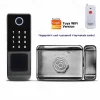 S702d854e702847eaa62bed9b0ce4401dj.webp Waterproof Outdoor Door Smart Rim Lock Digital WiFi Remote Fingerprint Electric Electronic Smart Door Lock with Tuya TTLock App
