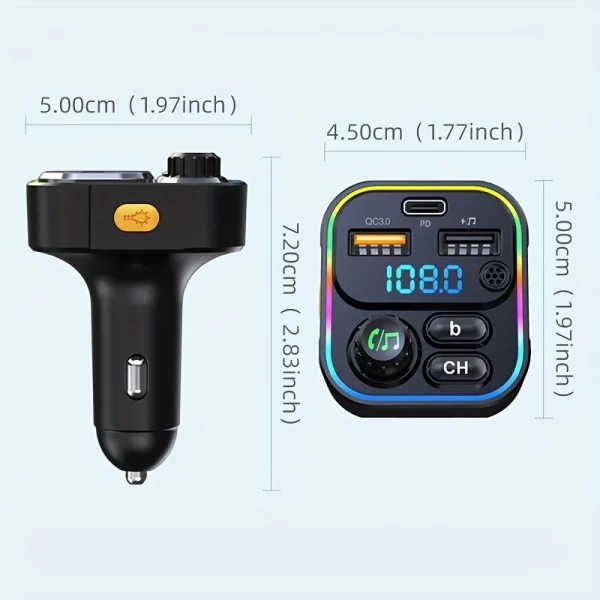 FM Transmitter Bluetooth 5.3 Handsfree Car AUX Radio Modulator MP3 Player with PD20W QC3.0 Fast Charge Adapter Car Accessories